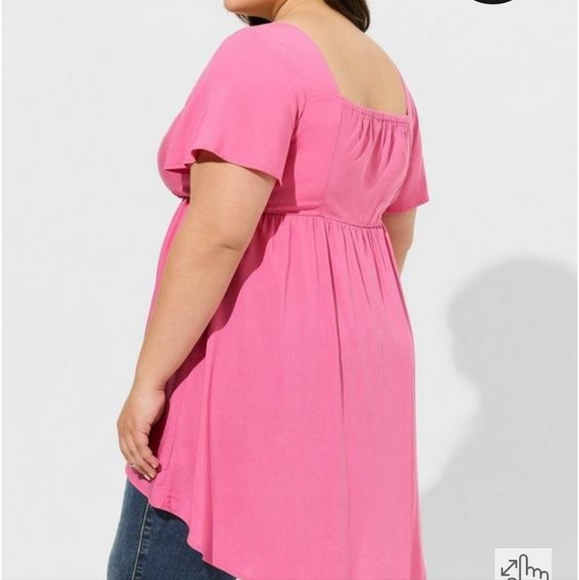 Torrid Babydoll Challis Lace up High low top - Picture 2 of 6